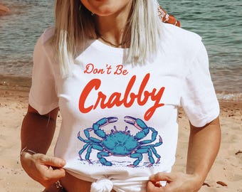 If Crabby Please Return To The Beach PNG, Funny Crab Beach Shirt PNG, Striped Summer Sublimation Design, Retro Beach Shirt PNG