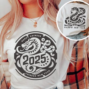 Chinese New Year Shirt 2025 Front Back Png Svg, Year of the Snake New Year 2025 Svg Png, Trendy New Years Retro Shirt png