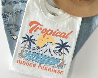 Retro Summer PNG: Tropical Beach Design (Digital Download)