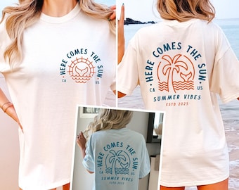 Retro Summer SVG PNG: Here Comes The Sun Design (Digital Download)