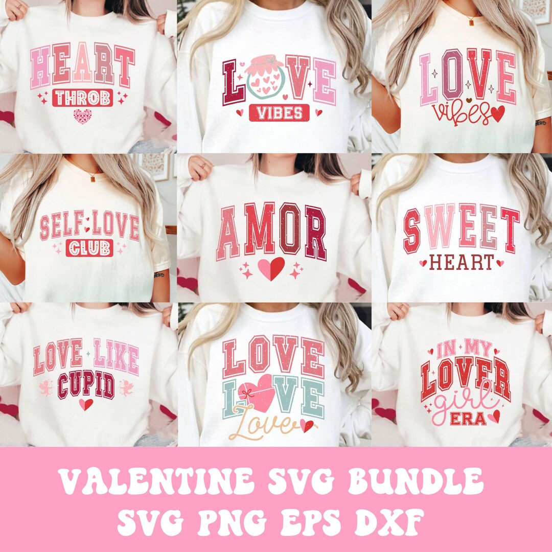 Valentines Shirts SVG PNG Bundle, Funny Valentine Designs SVG ...