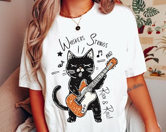 Chat rock star avec guitare SVG PNG : fichier chemise rock and roll (téléchargement numérique)
