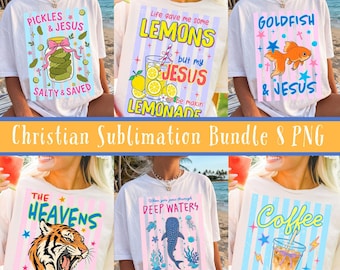 Christian PNG Bundle Trendy Summer Sublimation Designs for Tshirts Religious DTF Designs Jesus Shirt PNG Bible Verse Svg Retro Sublimation