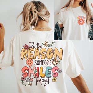 Be The Reason Someone Smiles Today PNG, Mental Health png, Positive Quotes, Sublimation Design, Digital Download, Flower, Bright Doodle Dots
