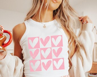 Pink Valentine SVG, Valentijnsdag SVG, Valentine Shirt Svg, liefde Svg, cadeau voor haar Svg, Retro Love Heart Checkers Svg, Png-sublimatie