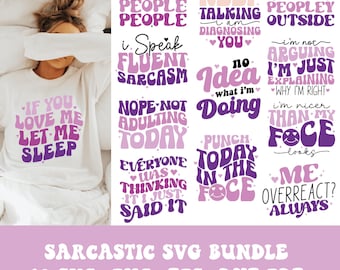 Lot de citations sarcastiques SVG : clipart humour rétro (fichiers numériques)