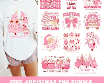 Pink Christmas Bundle PNG, Merry Christmas Png, Pink Christmas Png, Retro Christmas Shirt Design, Png Bundle, Christmas png for Sublimation