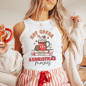 Hot Cocoa And Christmas Movies Sublimation PNG, Retro Christmas sublimation, Christmas png, Hot chocolate png, Christmas tree png