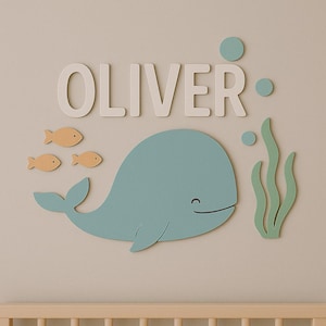 Whale Wooden Name Sign: Ocean Nursery Decor