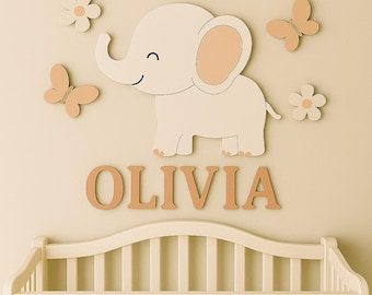 Personalized Elephant Nursery Name Sign