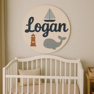 Nautical Nursery Name Sign: Personalized Coastal Decor