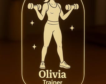 Custom LED Fitness Trainer Lamp • Personalized Gym Decor