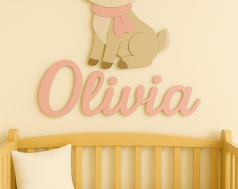 Personalized Deer Nursery Sign • Girl Name Wall Decor • Pink Woodland Baby Room Art