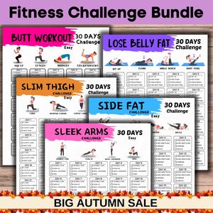 30-Day Fitness Challenge Bundle: Belly, Butt, Thigh, Arms (Digital Planner)