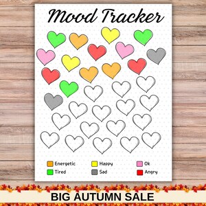 Heart Mood Tracker - PRINTABLE Journal Page - Planner Page - Feelings Tracker - Track Mood - Journal Template - Candy Hearts Mood Tracker