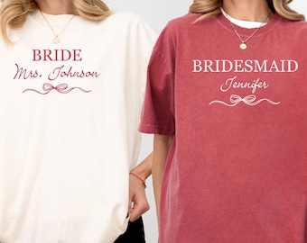 Comfort Colors® Custom Bride Bridesmaid Shirt, Bach Party Shirt, Personalized Bride T-shirt, Briedsmaid Proposal Gift, Bridal Party T-shirt