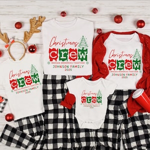 Chemises de famille personnalisées pour l&#39;équipe de Noël, Chemise de famille de Noël, Chemise de groupe de Noël, T-shirts de pyjama de Noël, Chemise de Noël pour l&#39;équipage