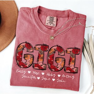 Personalized Gigi Shirt with Grandkids Names, Floral Comfort Colors T-shirt, Floral Gigi Tee, Grandma Gift Idea, Grandkids Name Shirt, Gigi