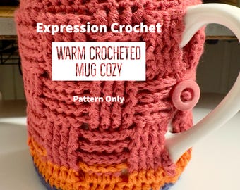 Warm Crocheted Mug Cozy - Basket Weave