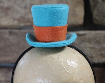 Jiminy Cricket Mini Hat, Pinocchio Inspired, Blue & Orange Felt