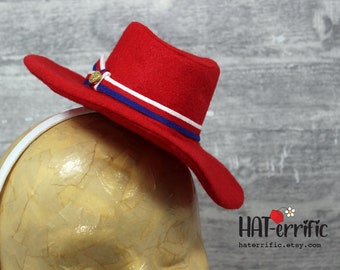 Handmade Agent Peggy Carter Mini Hat: Red Felt Fedora Headband