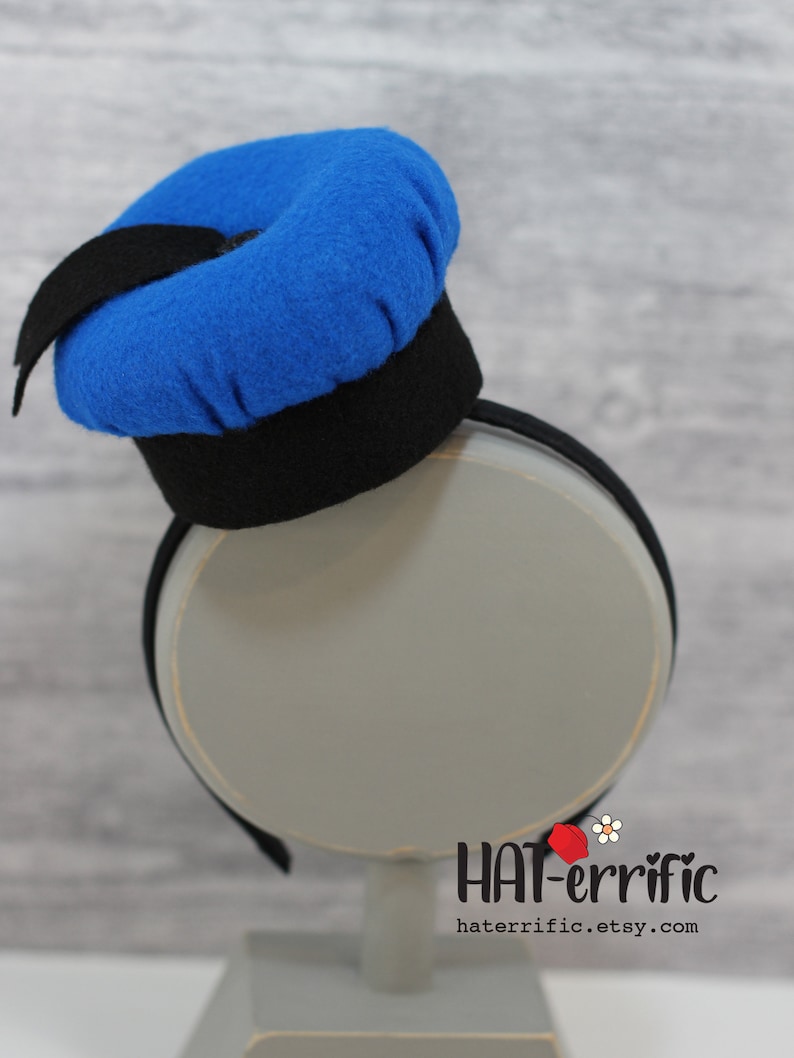 Donald Duck Hat, Disney inspired Mini Hat, Headband, Sailor Hat, Birthday, Fascinator, Baby Hat, Costume, Fun Run image 2