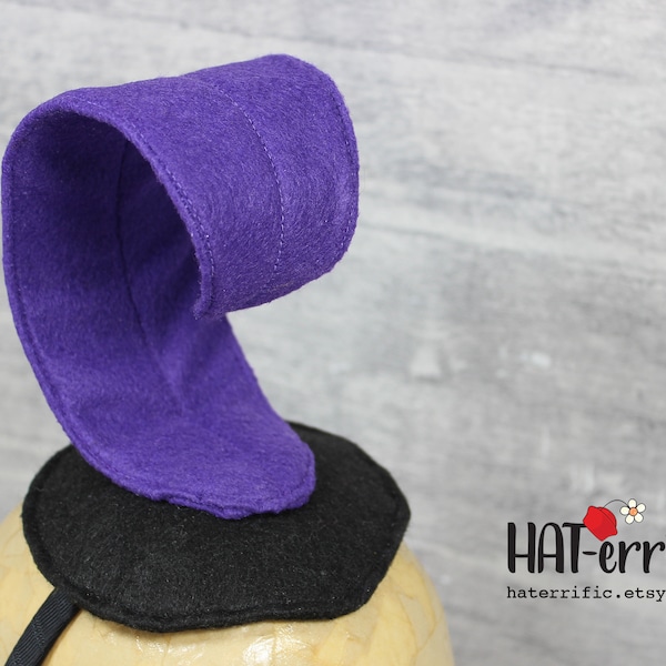 Yzma Emperors New Groove Miniature Hat Headband, Purple Feather Villain Hair Accessory