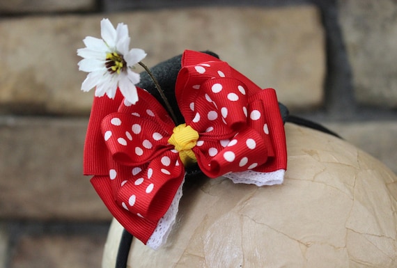 Mickey Minnie Mouse Ears Hat Headband - lace, feathers, mini top hat Authentic Disney Parks Minnie Mouse Headband Ears - Purple  main image 3