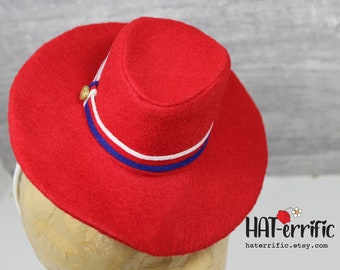 Handmade Agent Peggy Carter Mini Hat: Red Felt Fedora Headband
