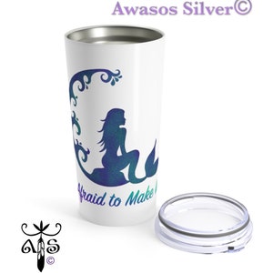 Not Afraid to Make Waves Meerjungfrau in blaugrün und lila. Edelstahl Thermobecher 20oz. Meerjungfrau Reisebecher aus Edelstahl.