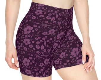 Purple Floral Shorts. Purple Floral Women's Biker Shorts (AOP)