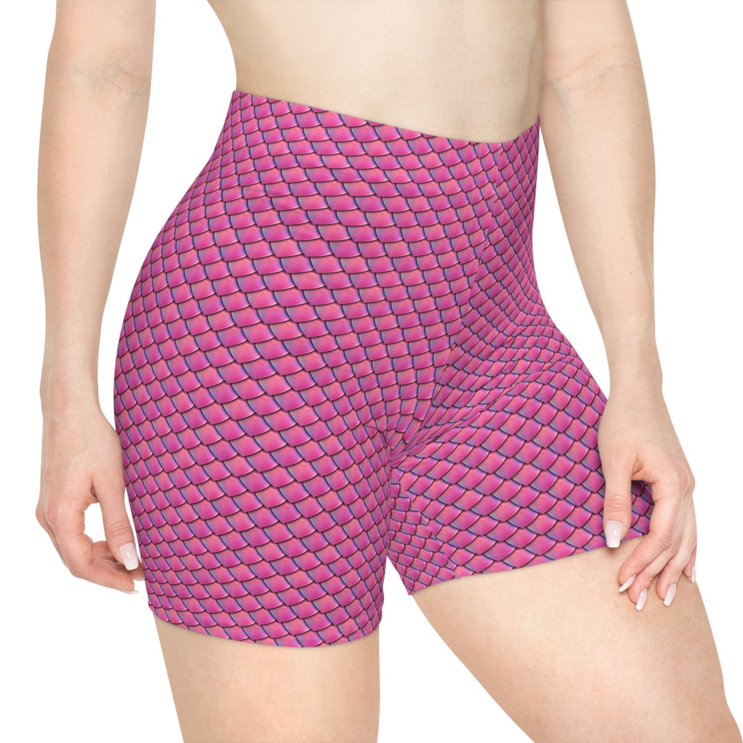 Mermaid Scales Shorts. Pink Mermaid Scales Women's Biker Shorts AOP Mermaid Scales. Pink Mermaid