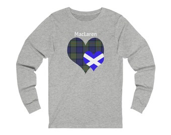 MacLaren Clan Tartan Love. Clan MacLaren tartan with the name MacLaren Unisex Jersey Long Sleeve Tee