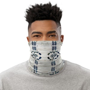 Ojibwe style floral design Neck Gaiter, headband. Ojibwe floral design face mask. Headband, neck warmer with Ojibwe designs