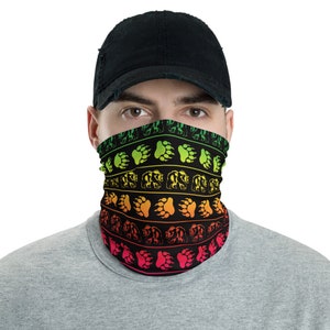 Bears with prints Neck Gaiter. Face covering, face protection, neck protection, headband, bandana, Walking Bear and Bear print in rainbow