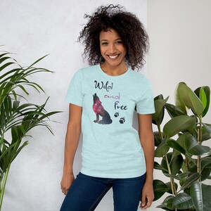 Wild and Free Wolf in Galaxy print Short-Sleeve Unisex T-Shirt. Wild and Free shirt.