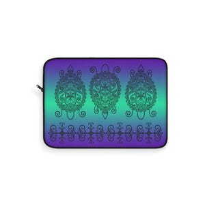 Double curves and Turtles and Double curve Turtles on purple, blue, green background Laptop Sleeve