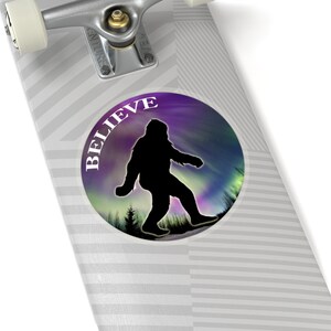 Believe Bigfoot Sticker. Northern Lights Bigfoot Sticker. Believe Sticker. Kiss-Cut Stickers