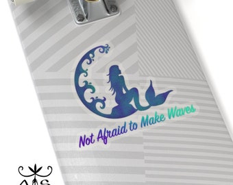 Not Afraid to Make Waves Mermaid sticker. Awasos Silver original Mermaid design sticker. Kiss-Cut Stickers