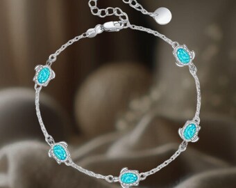 Sea Turtle Bracelet 925 Sterling Silver Turtle Bracelet for Women