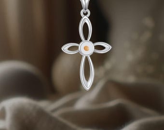Sterling Silver Mustard Seed Cross Necklace Christian Jewelry Gift