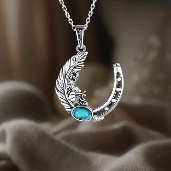 Collier plumes indiennes en argent 925 bijoux turquoise pour femme