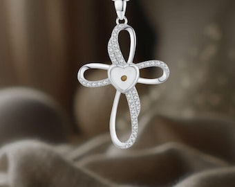 Infinity Cross Necklace 925 Sterling Silver Christian Cross Mustard Seed Necklace For Women Girls