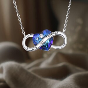 Infinity Crystal Heart Necklace 925 Sterling Silver Crystal Infinity Necklace For Women