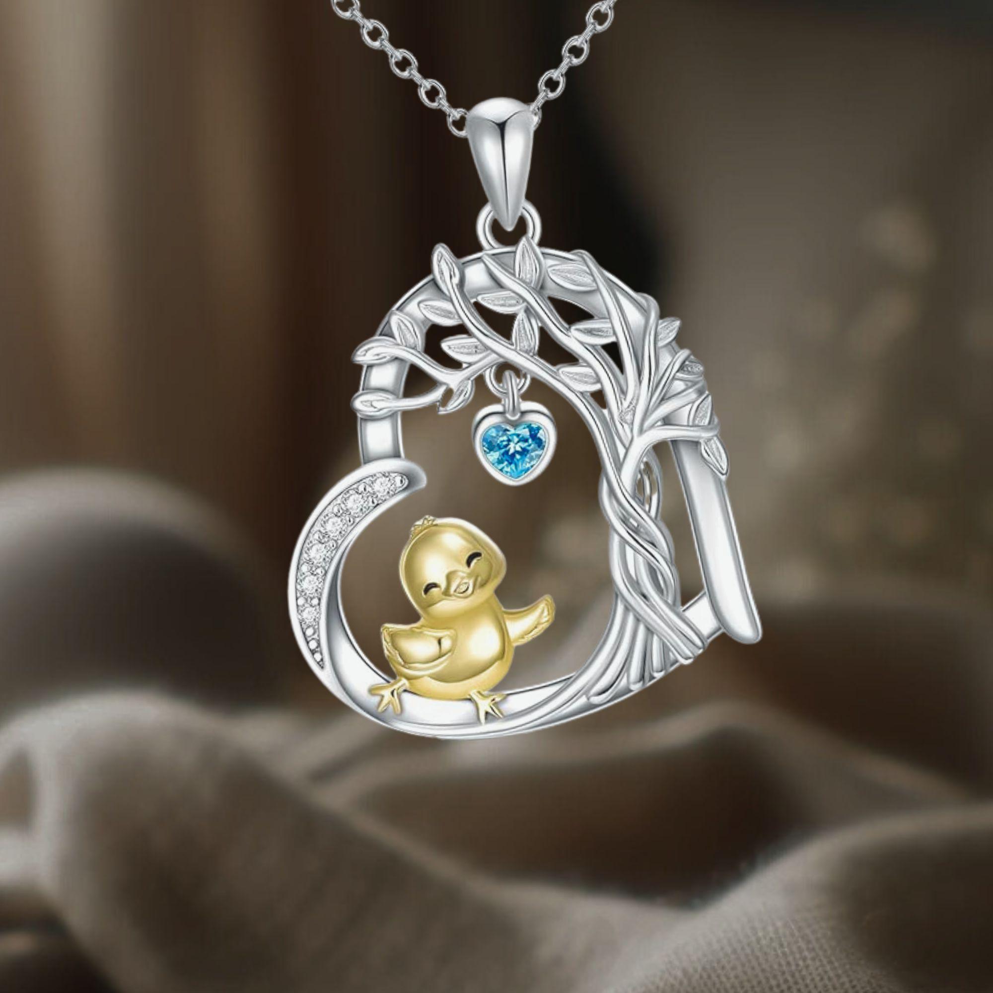 Tree of Life Heart Pendant 925 Sterling Silver Duck Necklace UK