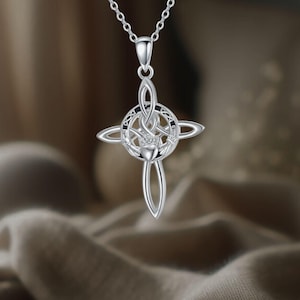 Celtic Cross Necklace 925 Sterling Silver Irish Claddagh Jewelry For Women