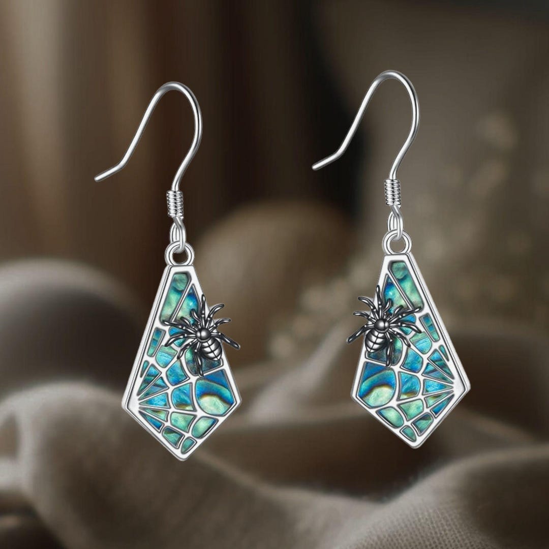 Orecchini Pendenti A Forma Di Ragno In Argento 925, Gioielli Gotici Per Halloween, Con Ragnatela, Idea Regalo Donna - 4