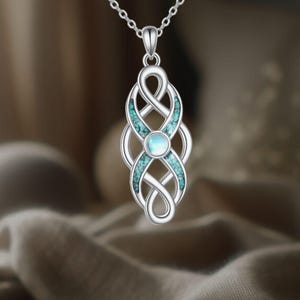 Celtic Knot Necklace 925 Sterling Silver Celtic Moonstone Necklace for Women