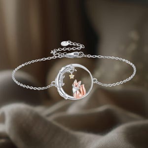 Cute Fox Bracelet for Women Girls 925 Sterling Silver Fox Bracelet