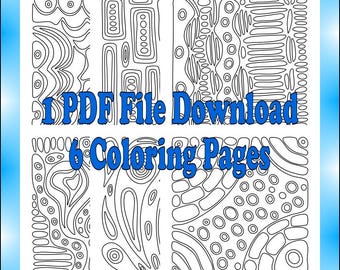 Abstract Coloring Pages: Simple Organic Designs, Color Test Page (PDF Download)